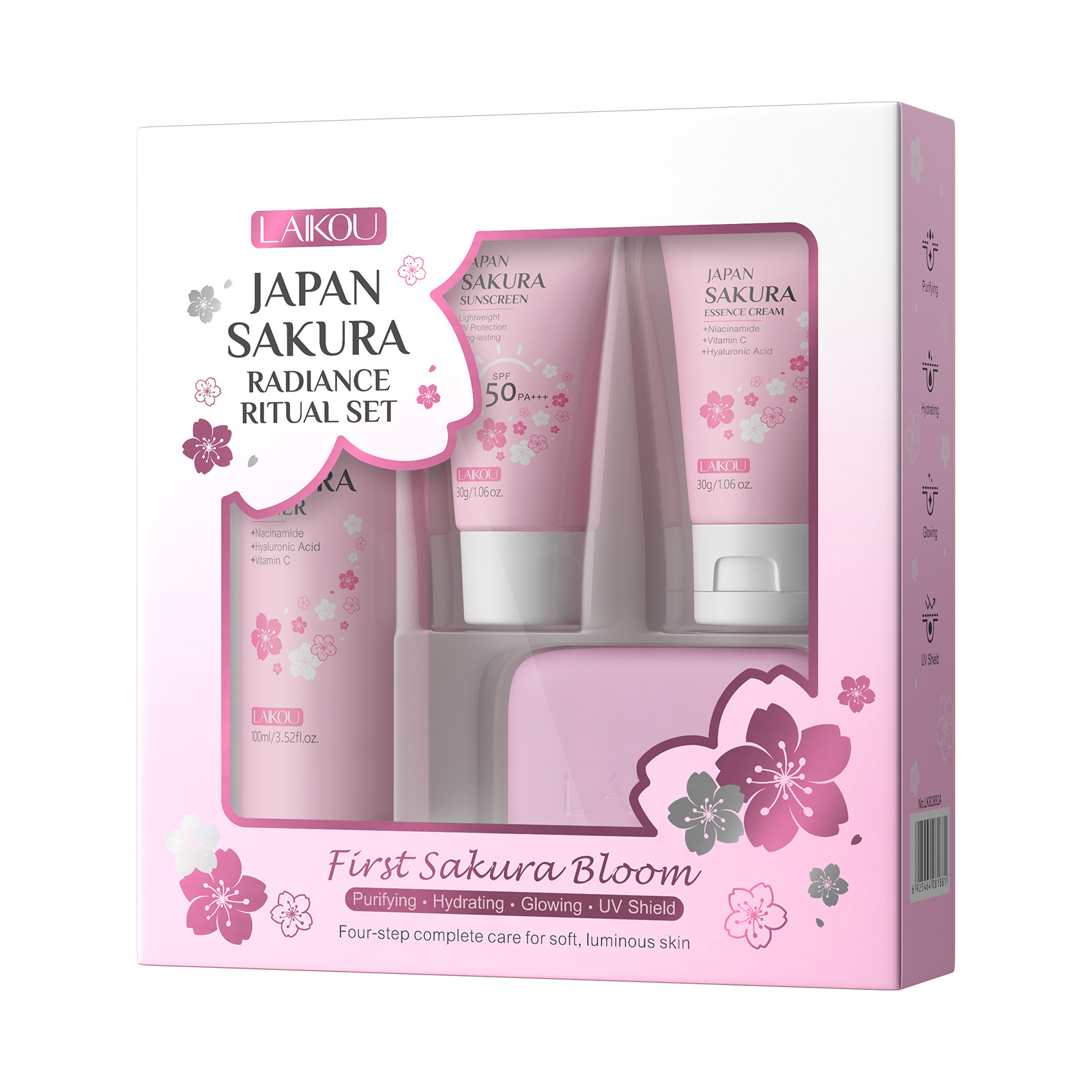 Skincare Routine - LAIKOU Sakura 4Pcs Skincare Set Brightening