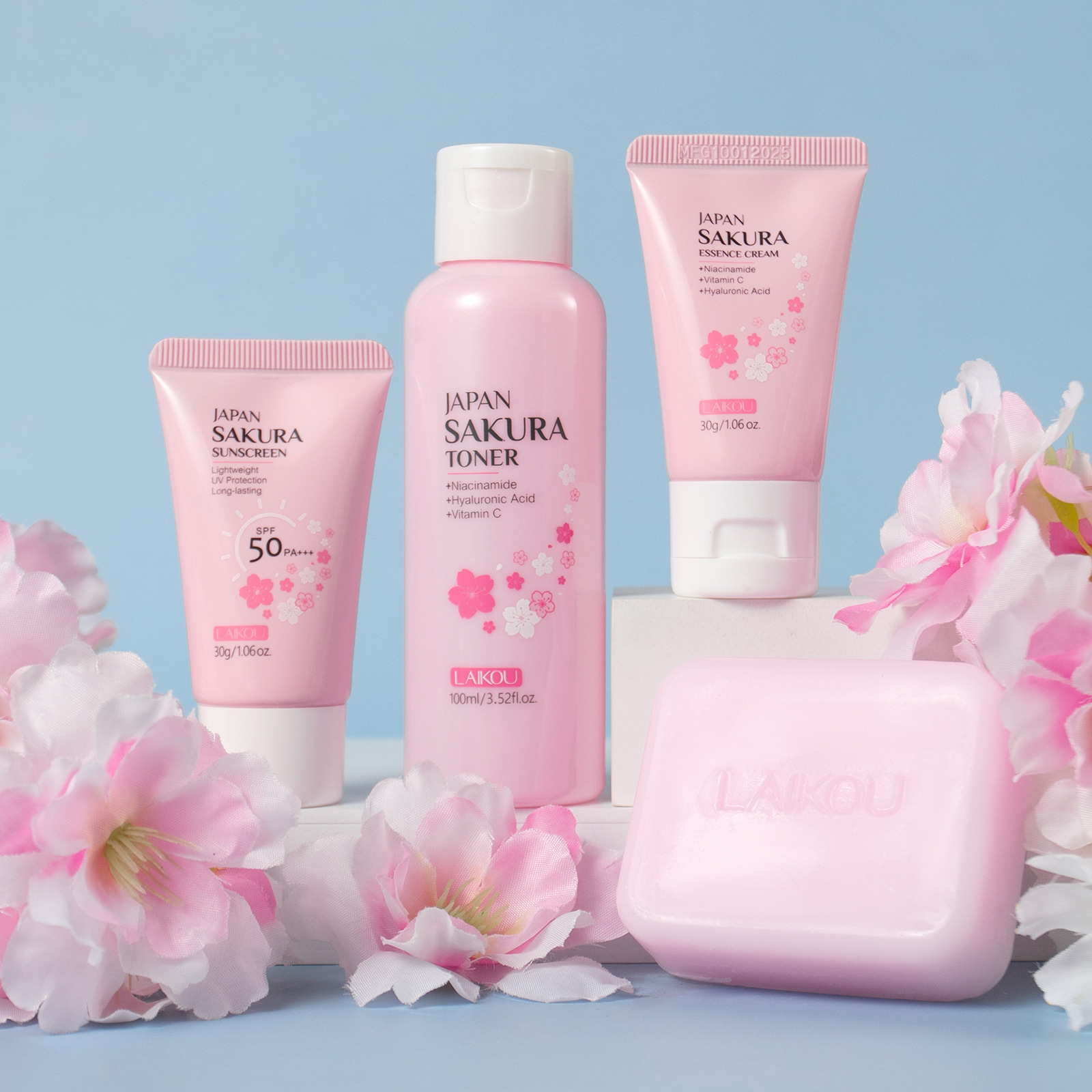 LAIKOU Sakura 4Pcs Skincare Se – обзор и цена Skincare Routine